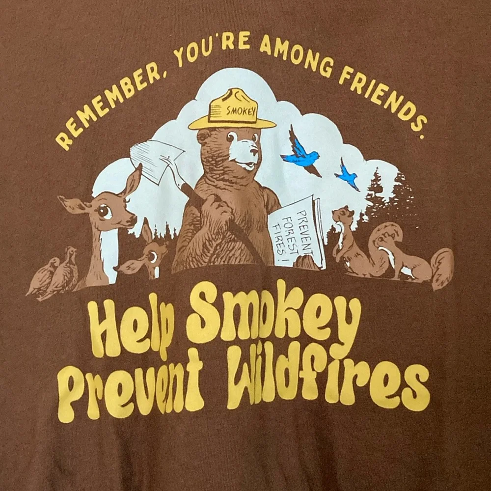 Smokey Bear Brown Graphic Tee size L Large - Picture 2 of 4